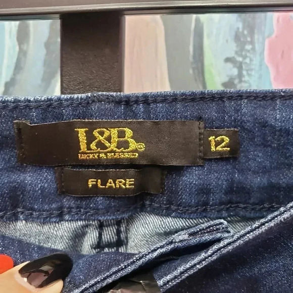 L & B Dark Studded Flare Jeans - Picture 3 of 5